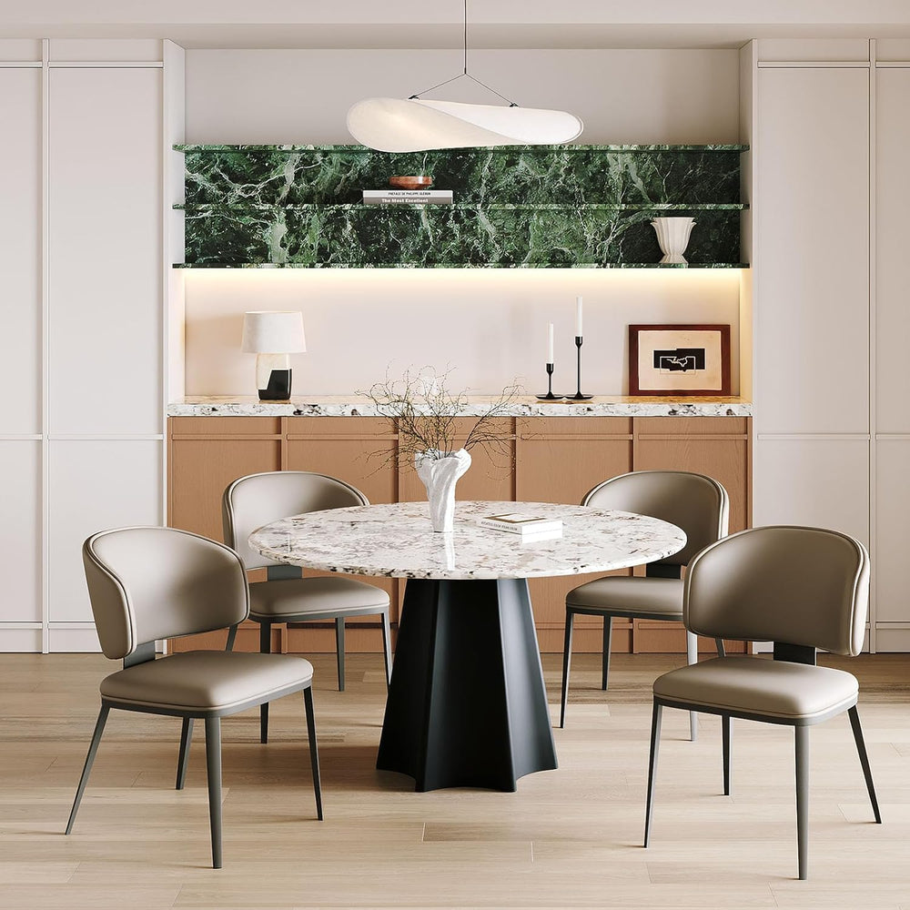 Dining Chairs Set of 6, Faux Leather Dining Chairs, Milk Coffee | Easy Clean ...