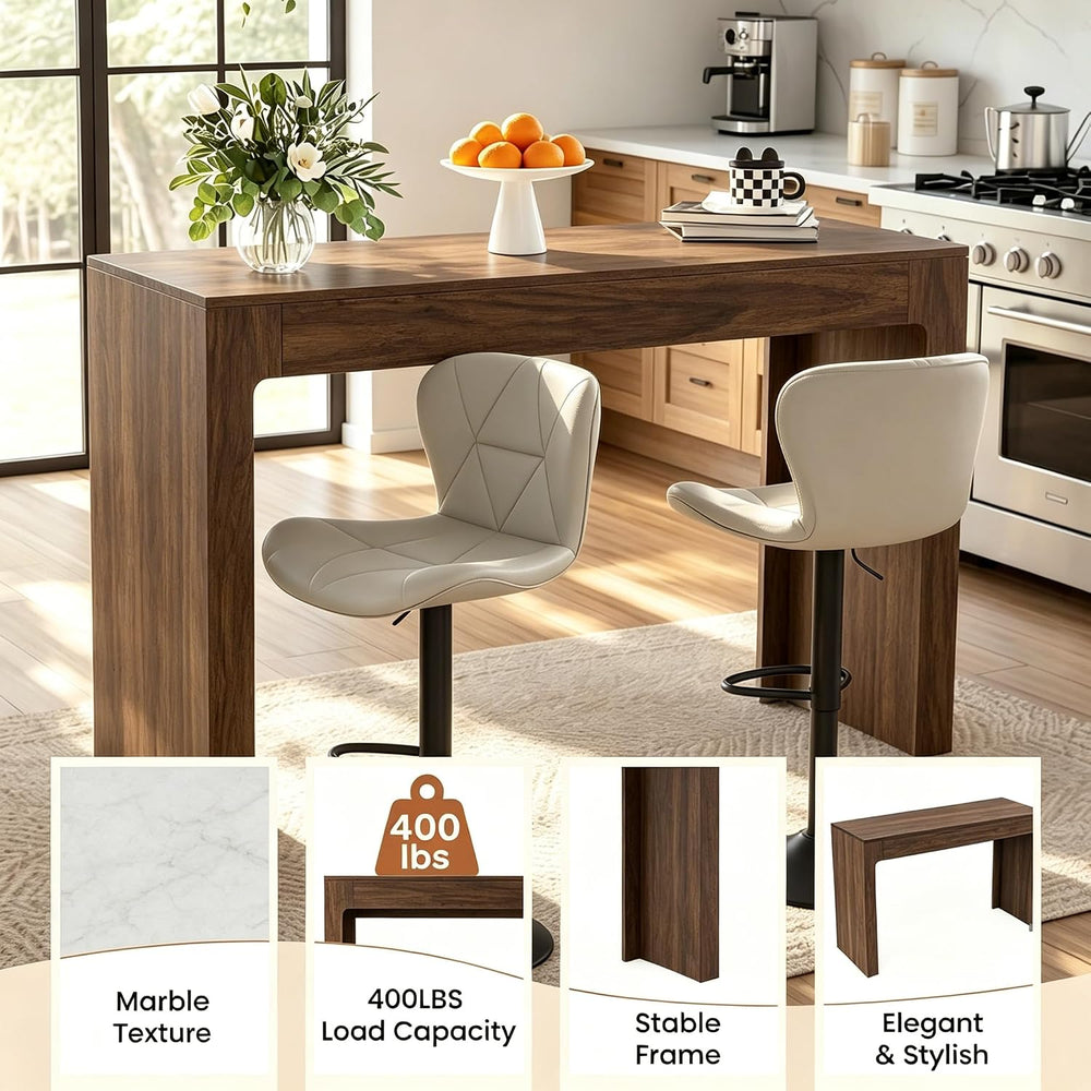 Miereirl 55” Bar Table,Modern Counter Height Pub Table, Long Bar Dining Table...