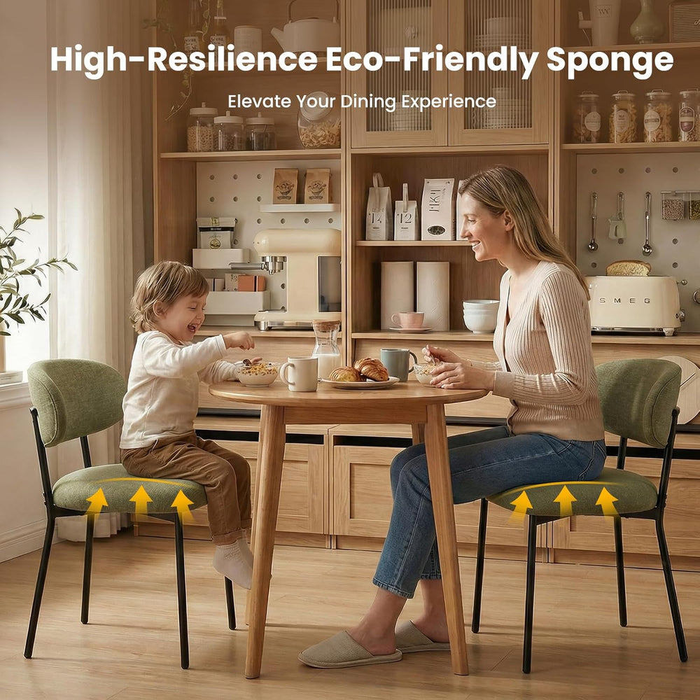 Upholstered Dining Chairs Set of 6, Modern Fabric Kitchen Chairs with Curved ...