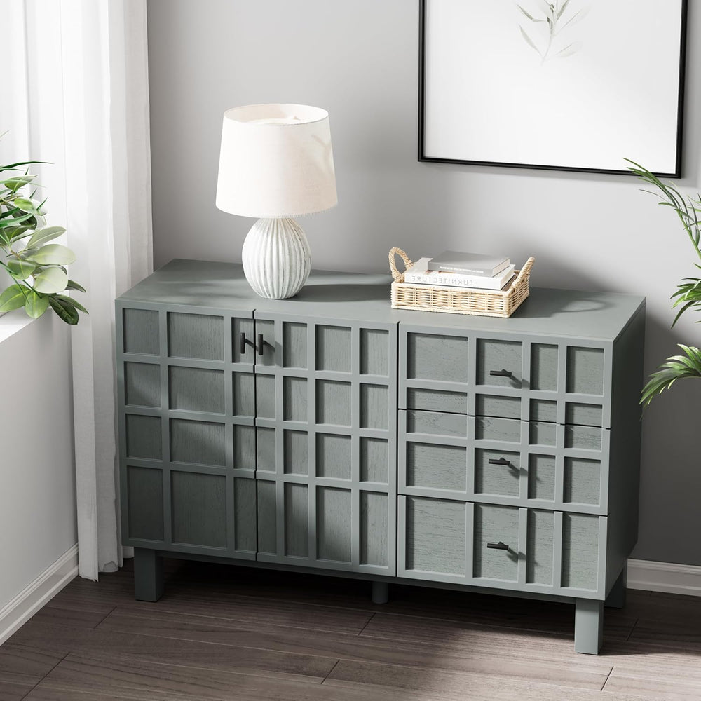 Aoikax 48” Sideboard, Buffet Cabinet with 2 Doors & 3 Drawers, Sage Green