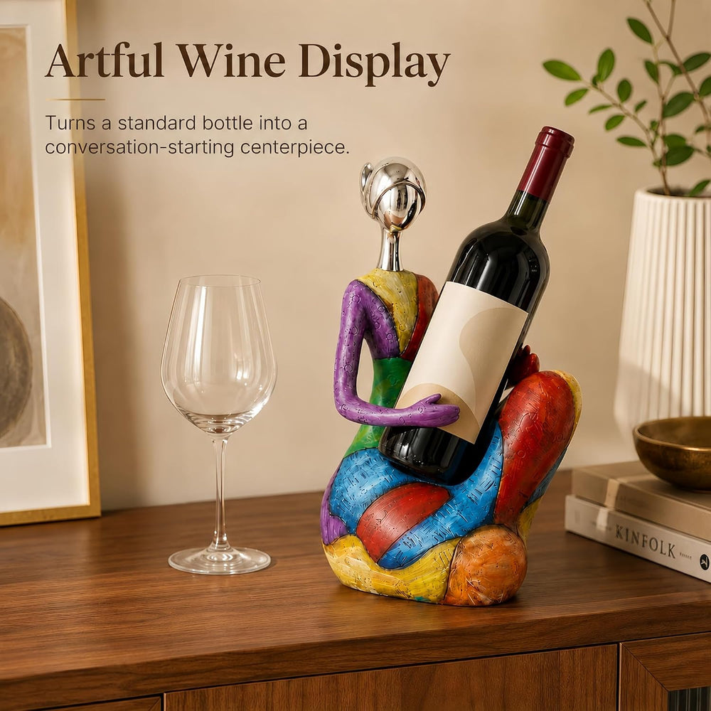 FUNTEREST Abstract Woman Wine Bottle Holder, Resin Wine Rack Home Decor | Col...