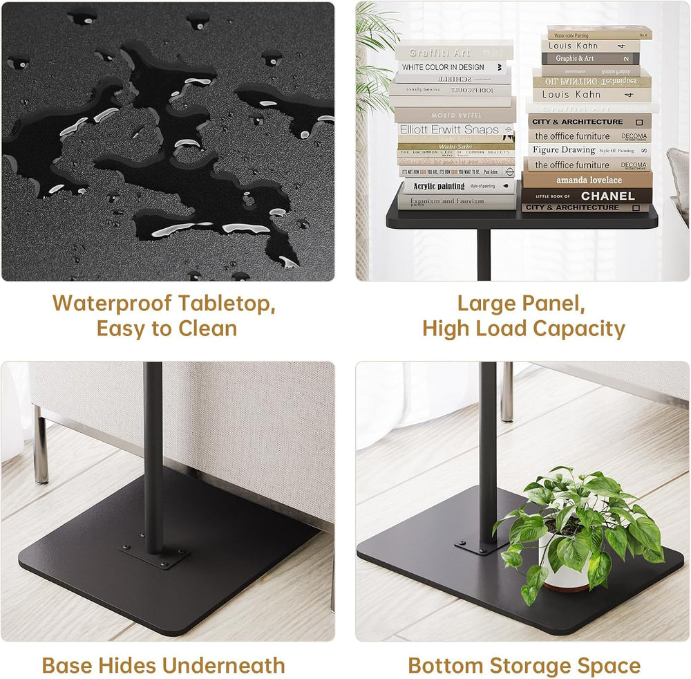 NiHome Minimalist Height Adjustable End Table, 360° Rotatable Sofa Armrest Si...