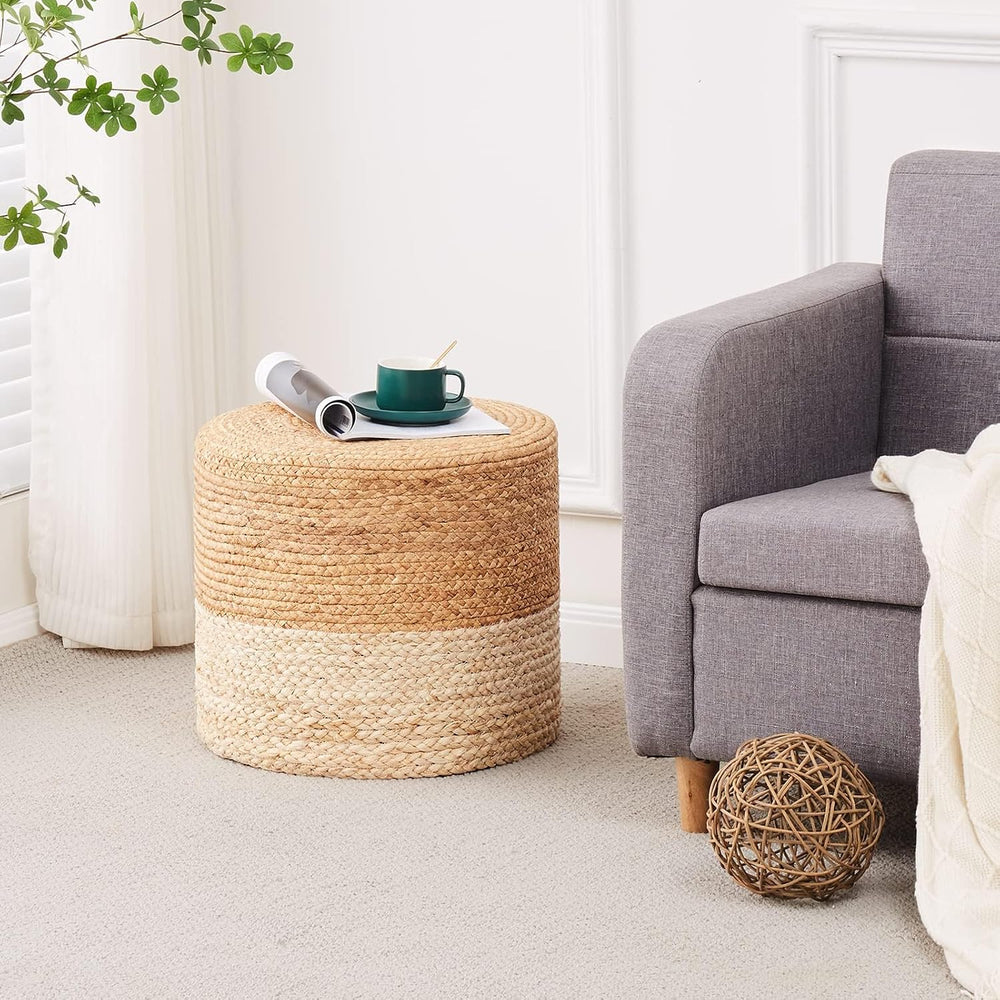 Wimarsbon 2Pcs Pouf Ottomans, Natural Seagrass Foot Stool, Hand Weaving Round...