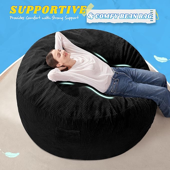 HABUTWAY 3FT Bean Bag Chair,Giant Bean Bag Chairs for Adults,Big Bean Bags wi...