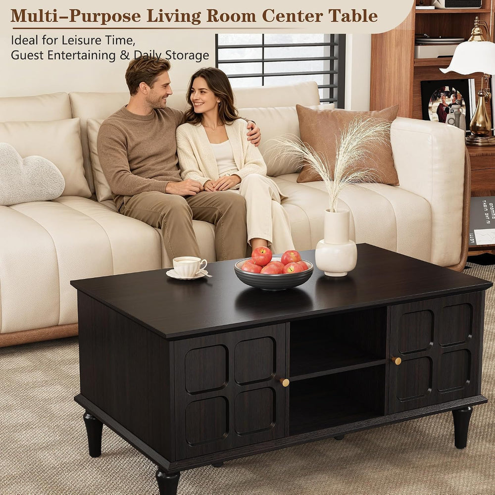 ARTPOWER 3 Piece Mid-Century Living Room Table Set, Black | Coffee Table and ...