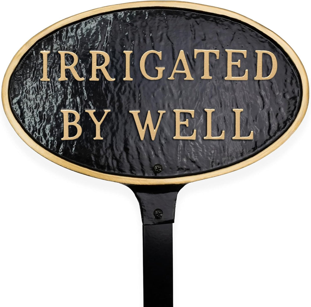 Montague Metal Products Cast Metal Irrigated by Well Oval Plaque Sign