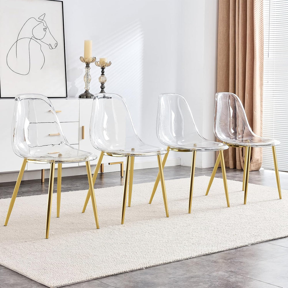 Baysitone Clear Dining Chairs Set of 4, Modern Kitchen Chairs with Transparen...