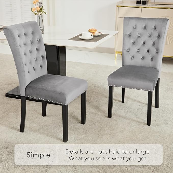 Velvet Dining Kitchen Chair Set of 4, Parsons Upholstered Dining Room Chair, ...