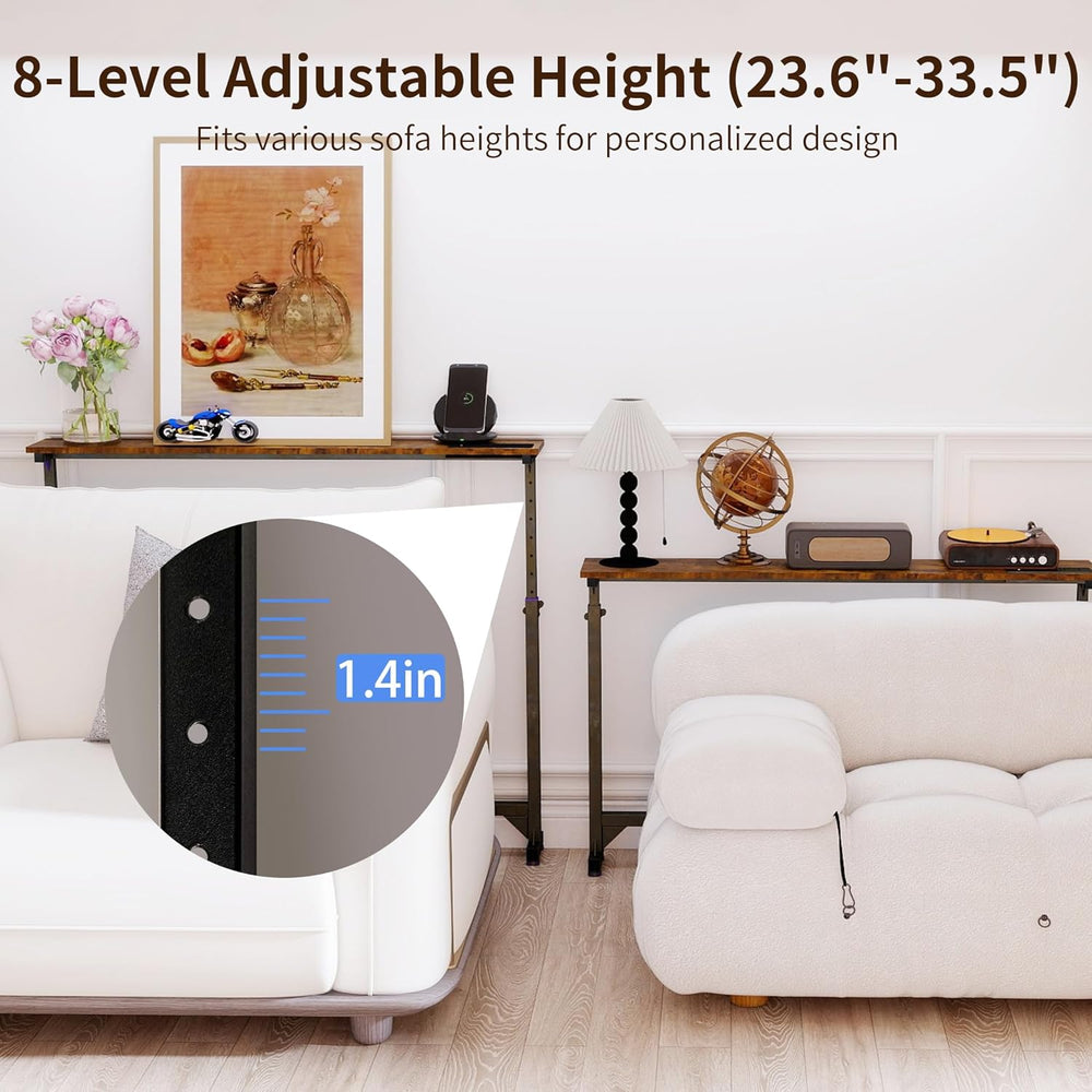 2 Pack Behind Couch Table with Charging Station, 78.8" Long Narrow Sofa ...