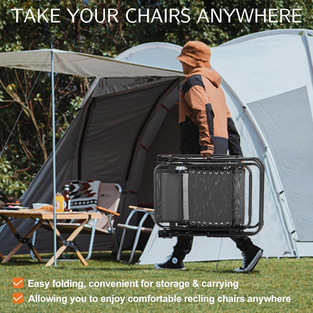 Sweetcrispy Zero Gravity Chairs Set of 2, Outdoor Folding Patio Lounge Chair ...