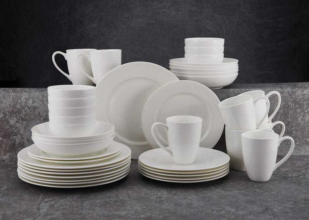 Mikasa Annabelle 40-Piece Dinnerware Set Service for 8 Bone China White