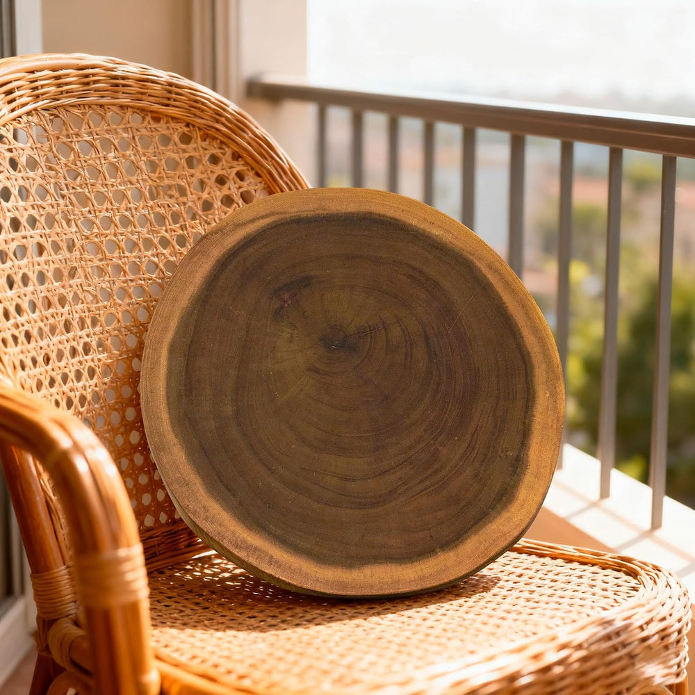 Natural Solid Wood Slab Side Table Top 15.7"x15.7"x1.96" Round...
