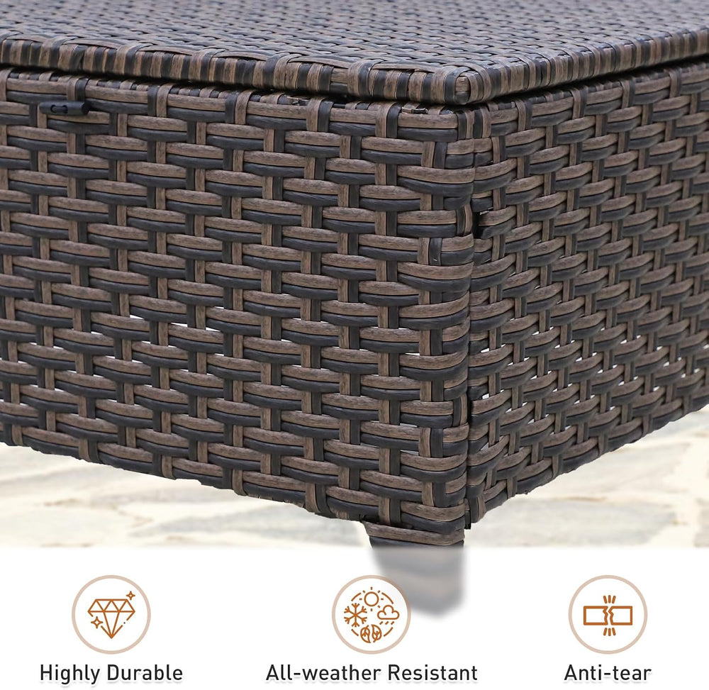 Canyon Ridge Wicker Outdoor Ottomans Set of 2, Patio Ottoman Foot Rest for Co...