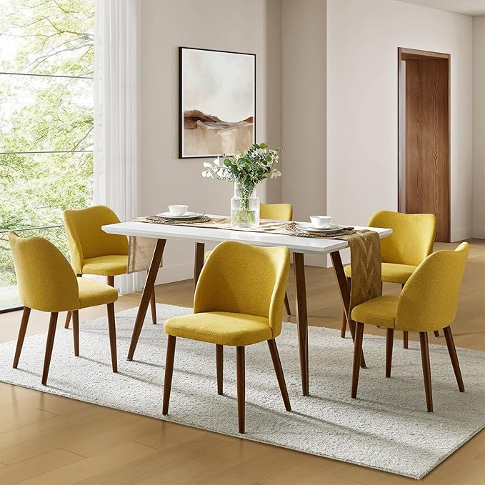 Dining Chairs Set of 6, Upholstered Kitchen Dining Room Chair Set Morden Acce...