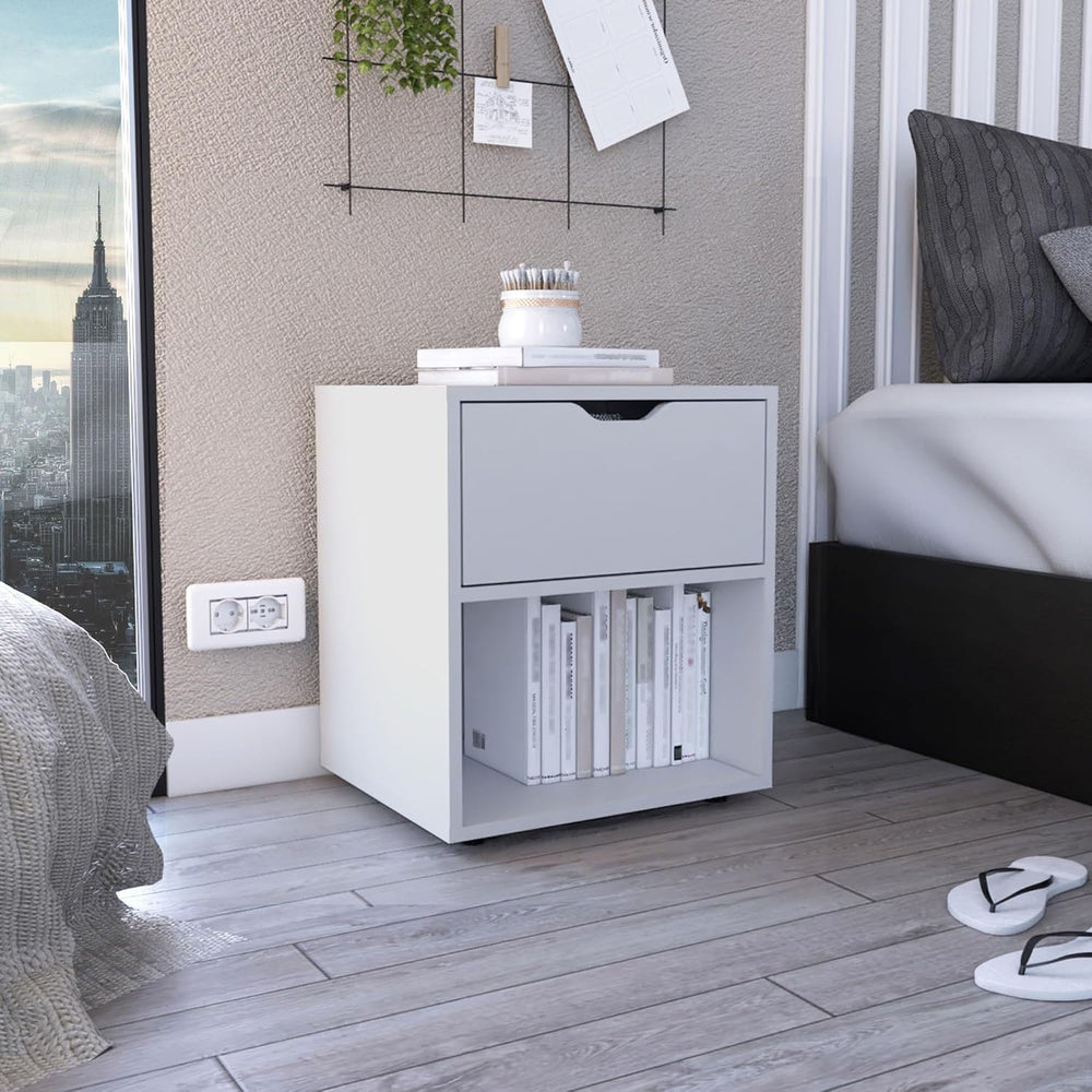 19.7-Inch High Nightstand End Table with Open Shelf ,for Small Spaces