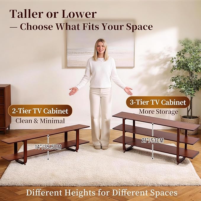 Tiita TV Stand with Storage for TVs up to 65'', Bamboo TV Console Ent...