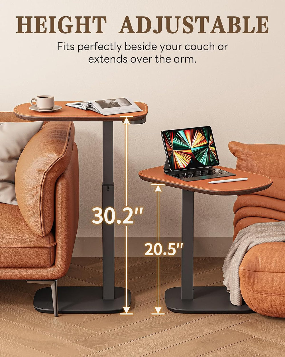 SAIJI Swivel Top TV Table Tray for Living Room Eating and Laptops | Height Ad...
