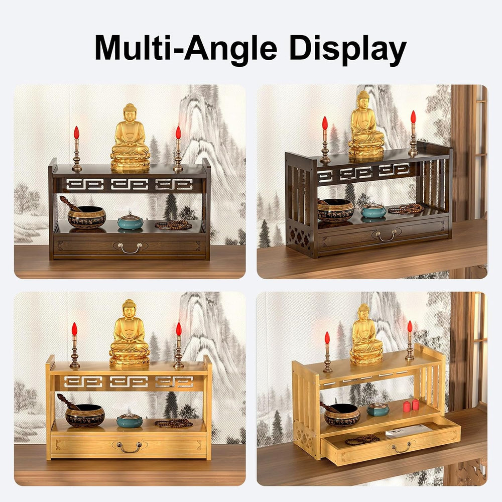 Meditation Table Altar, Small Puja, Altar Table with Storage & Drawers Pr...