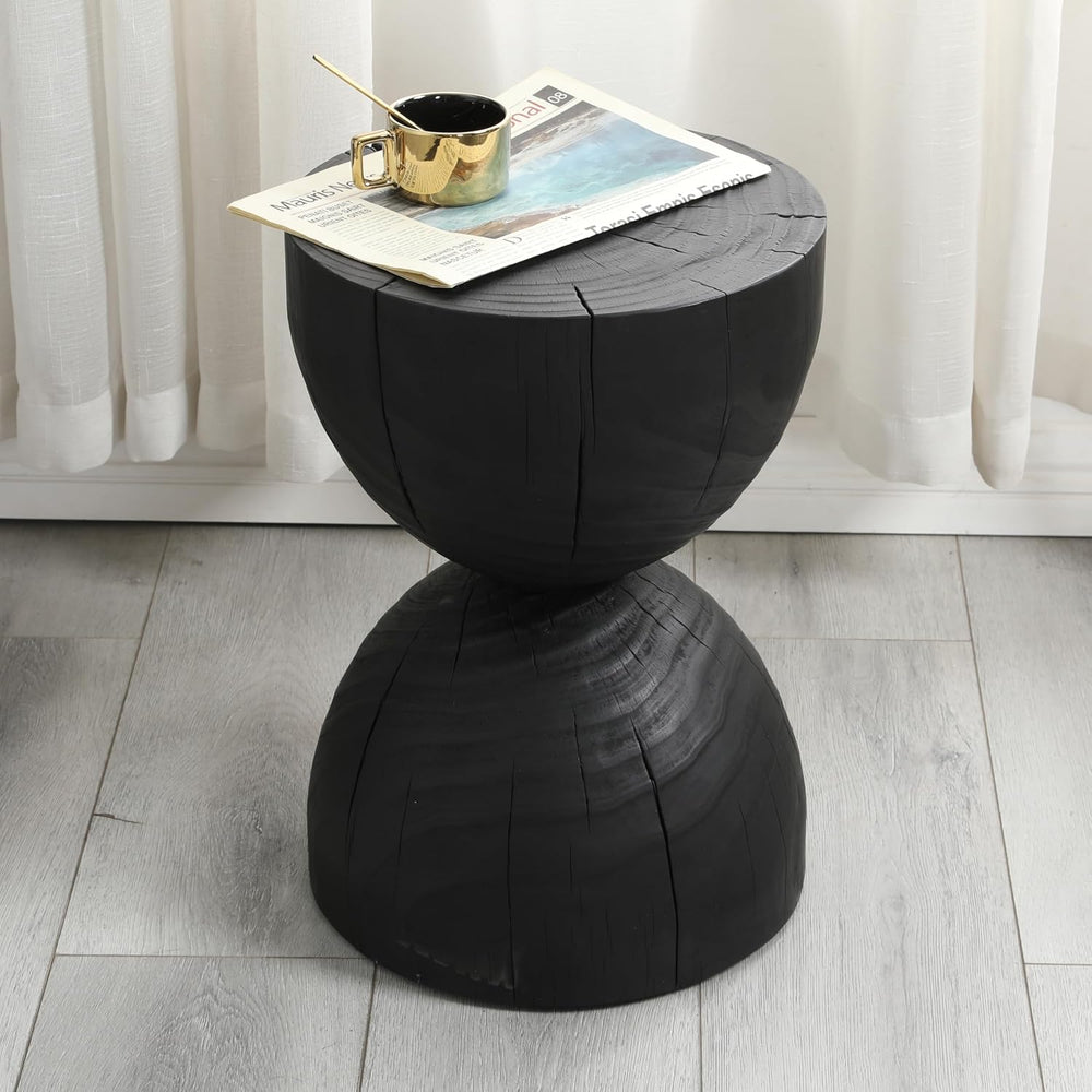 12.2 * 18.11" Solid Mango Wood Round Side Table,Contemporary Wooden Acce...