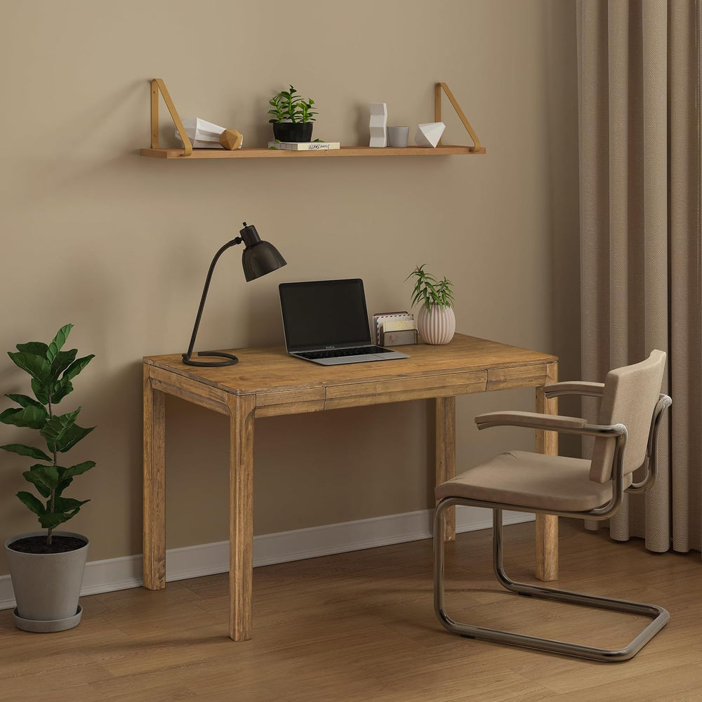 NTC Flow Modern Wooden Rectangle Desk Table with Hidden Drawer – Waterproof &...