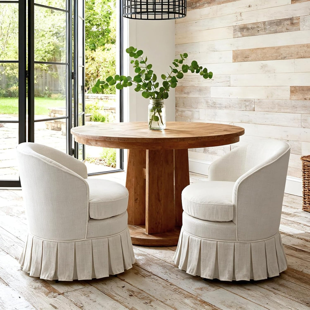 chairus Upholstered Dining Chairs Set of 2, Linen Barrel Dining Room Chairs w...
