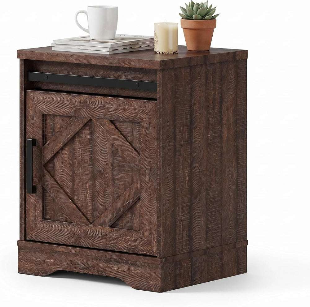 WAMPAT 24.3" H Storage Cube,Rustic End Table with Drawers and Adjustable...