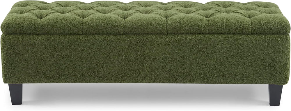Christopher Knight Home Ottilie Boucle Fabric Storage Ottoman Bench, Wooden R...