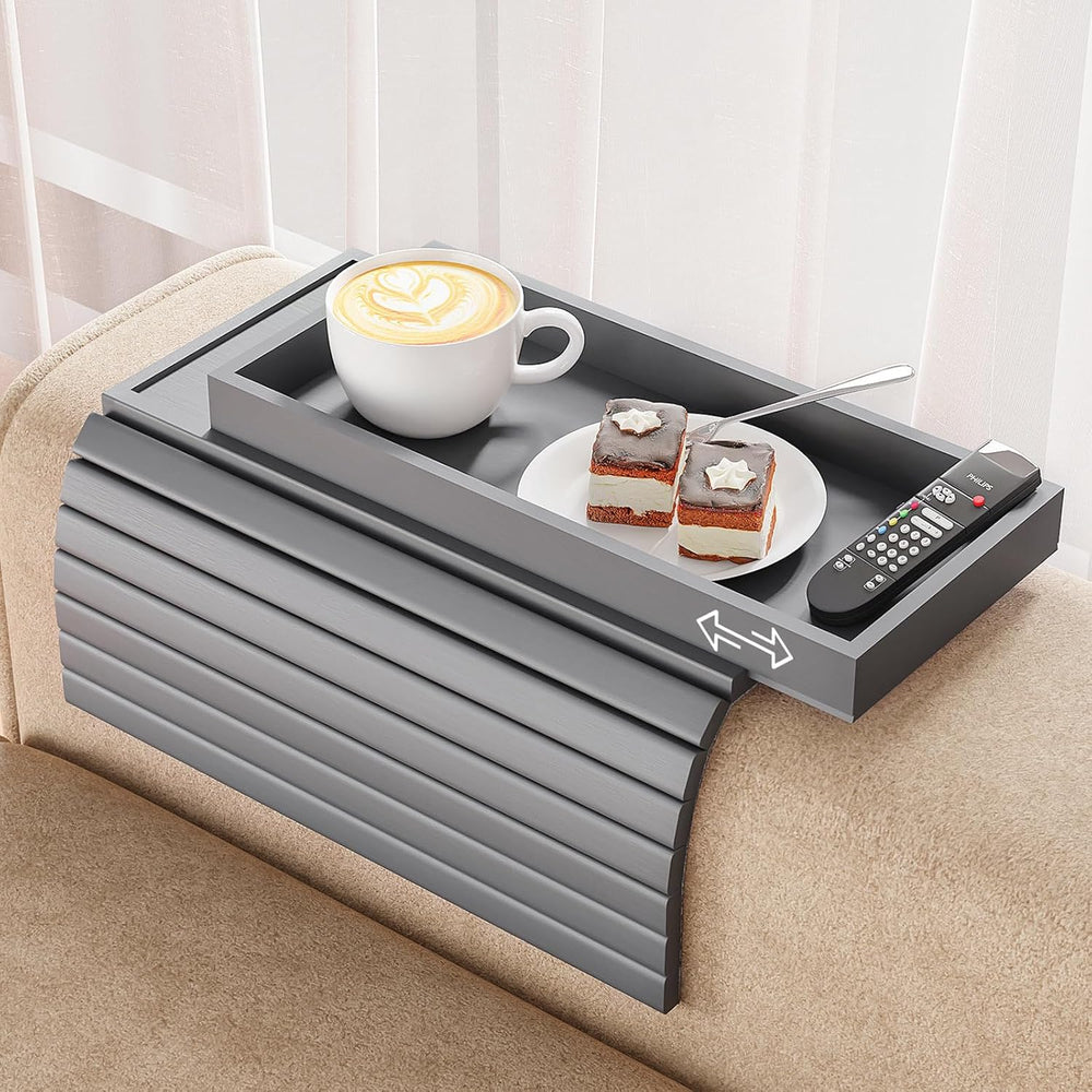 Bestjing 2 in 1 Bamboo Sofa Armrest Tray Table for Couch