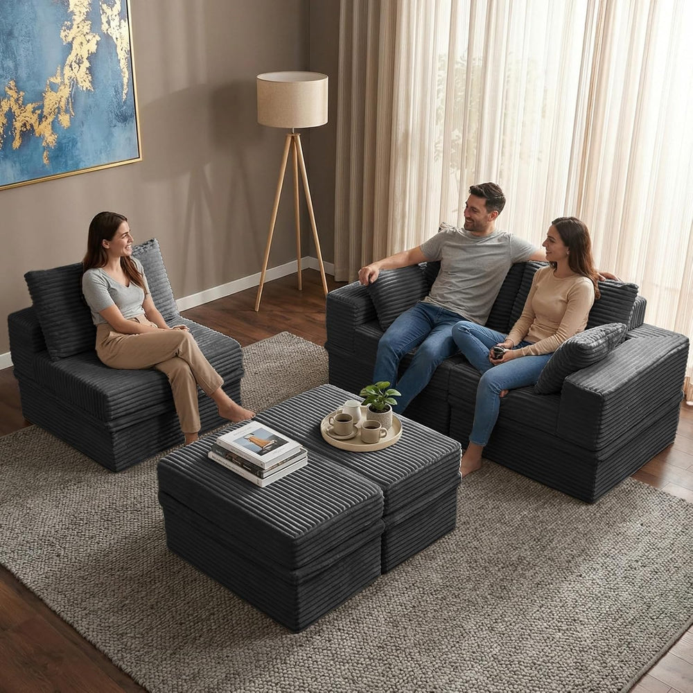 107'' Modular Sectional Sofa, Deep Seat Couch with Storage | Oversize...