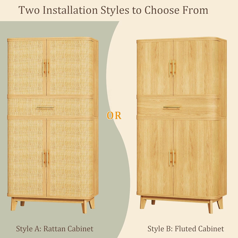 HUAHUU 71" Pantry Cabinet with Drawer, Kitchen Pantry Storage Cabinet wi...