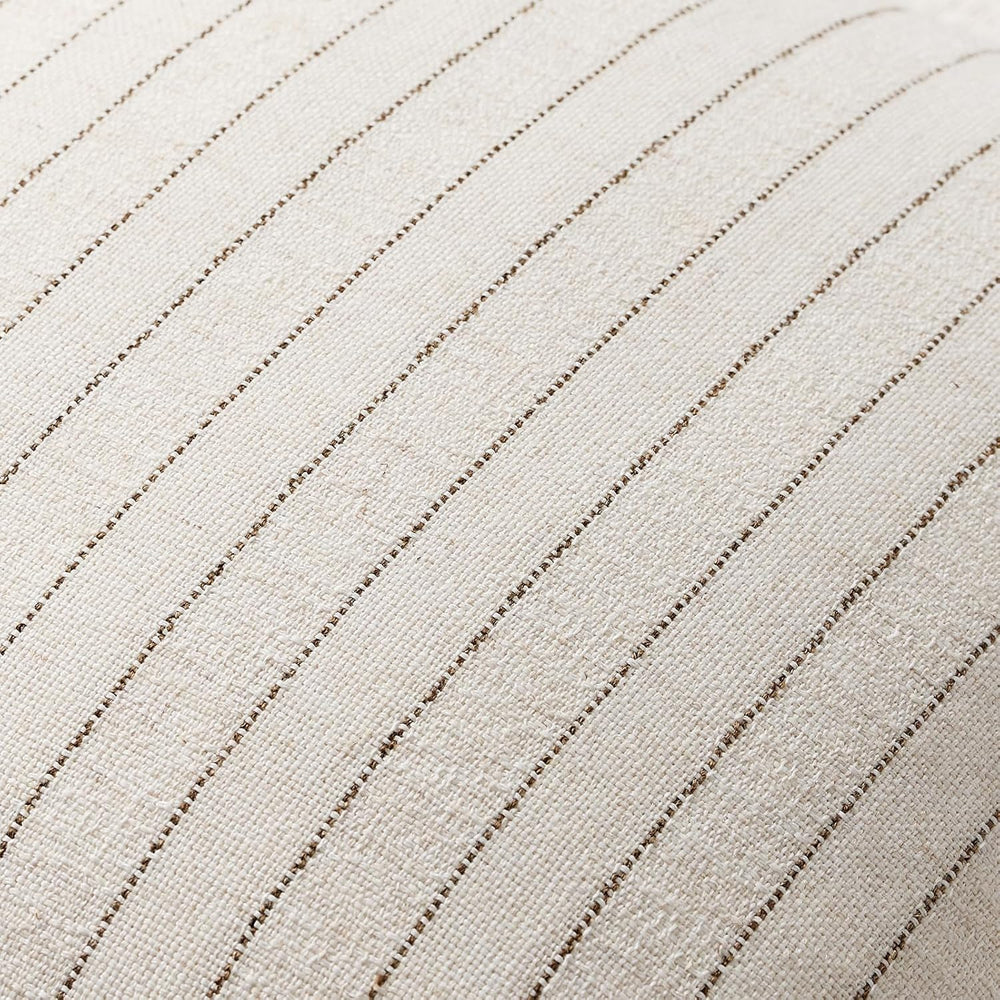 DEZENE Pack of 2 Linen Striped Throw Pillow Covers 26x26 Neutral Euro Sham Co...