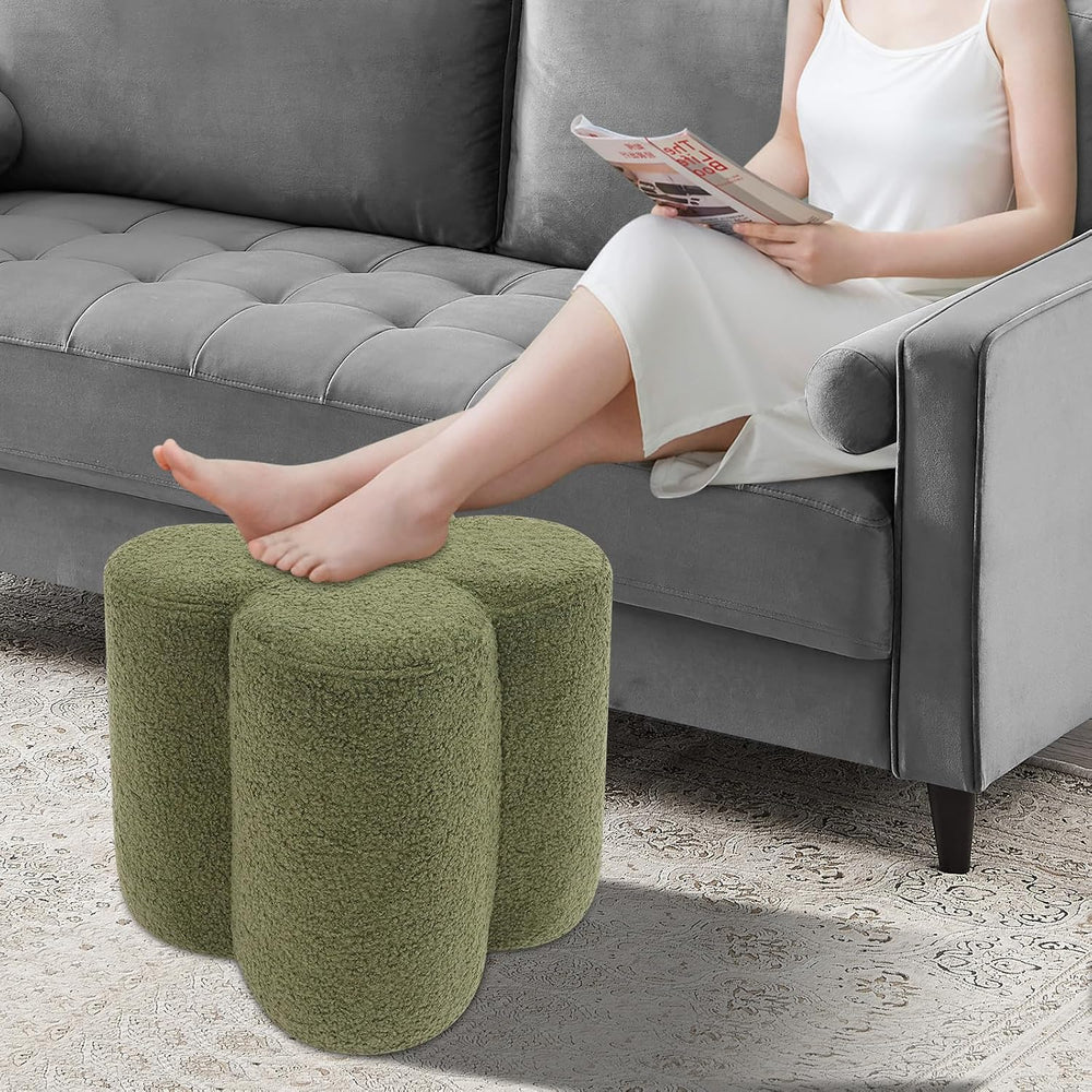 Pouf Ottoman, Flower Footrest Vanity Stool, 14.96"x15.74" Footstool...