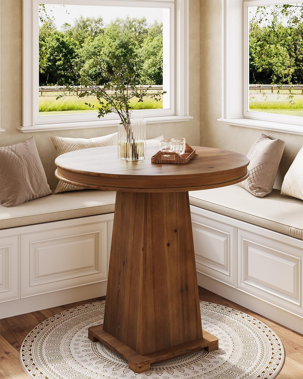 LITTLE TREE Solid Wood Round Dining Table, 31.5" Small Kitchen Table for...