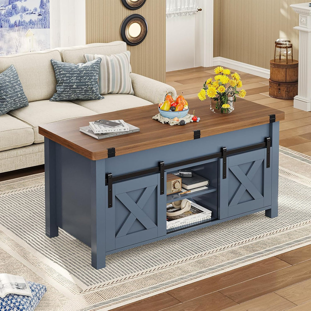 SEDETA Farmhouse Lift Top Coffee Table with Storage and Hidden Compartment