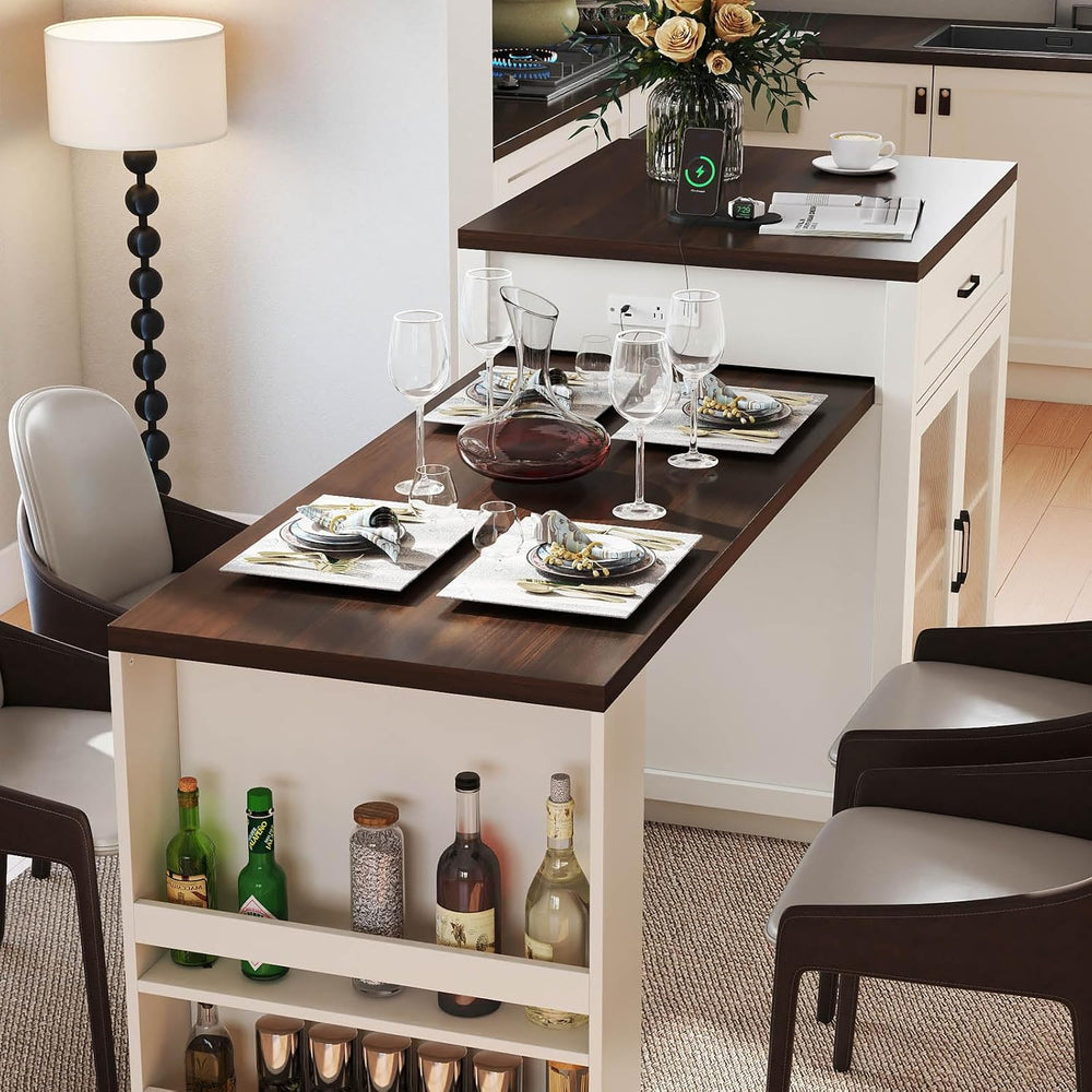 83'' Extendable Kitchen Island with Dining Table,2-in-1 Large Kitchen...