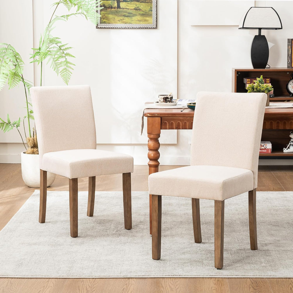 Rowill Modern Upholstered Dining Chairs Set of 2, Linen Fabric Side Dining Ro...