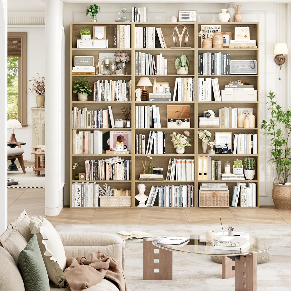 FACBOTALL 82" Tall Bookshelf Bookcase 7-Tier Open Display Shelves,Light Oak
