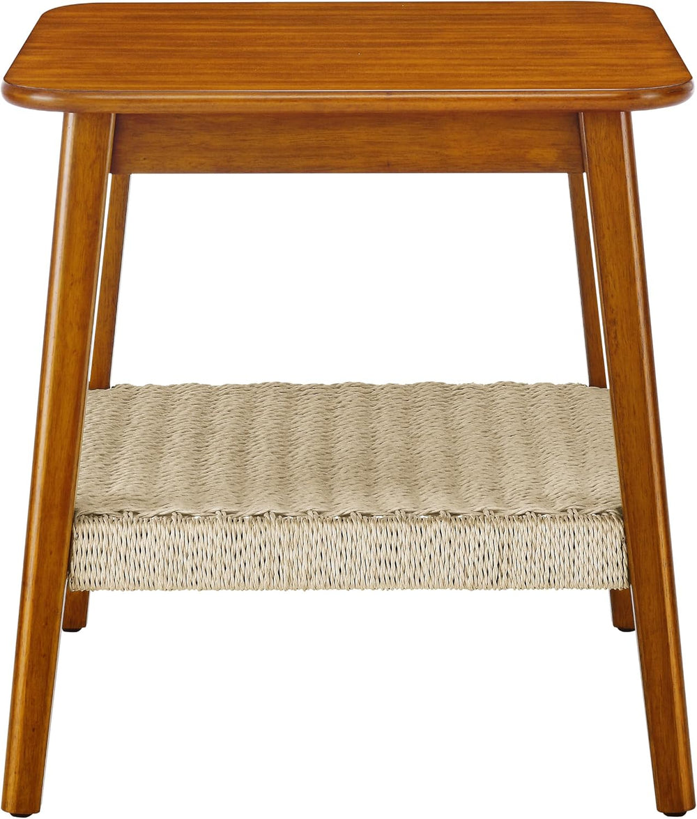 23" Handwoven Storage Corner End Table, Retro End Table with Stable Load...