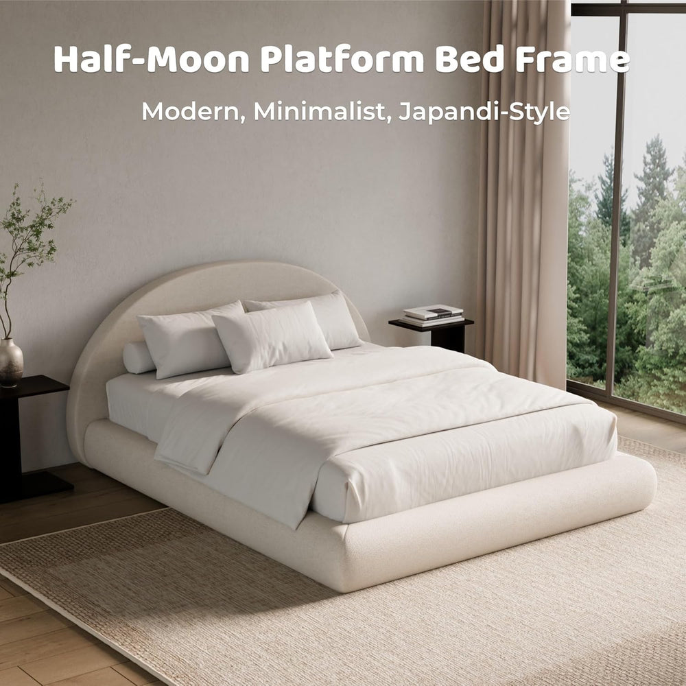 RECCI AirFrame Half-Moon Upholstered King Platform Bed Frame