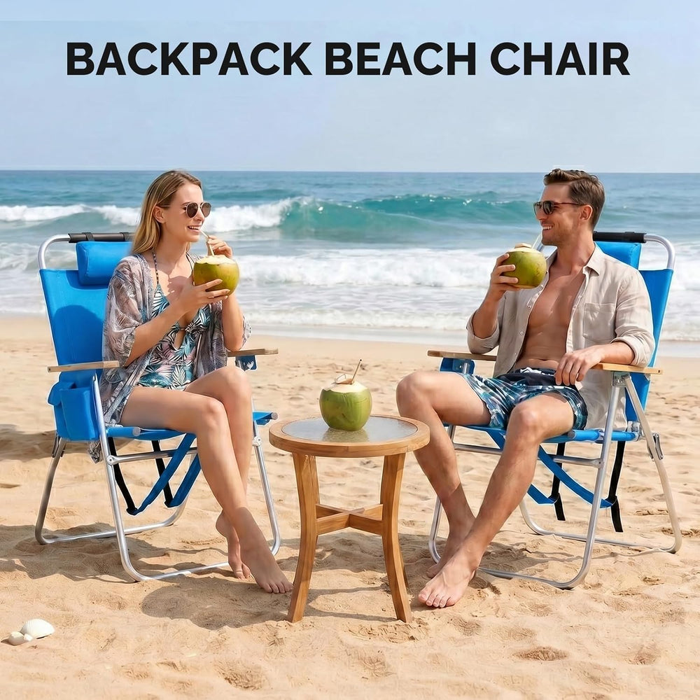 Bonnlo 17“ Lightweight High Backpack Beach Chair, 2 Pack Portable Tall Beach ...