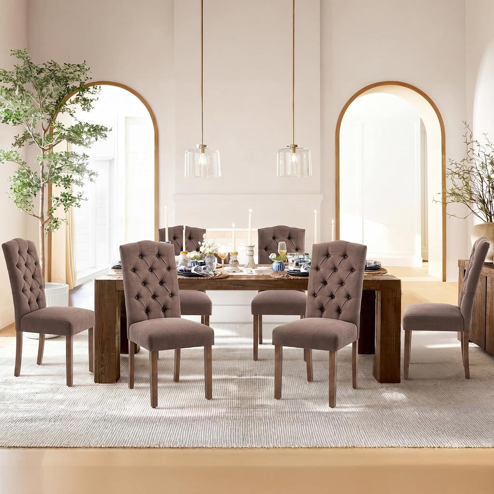 Tufted Dining Chair Fabric Button Upholstered Modern Kitchen Diner Set of 2 |...