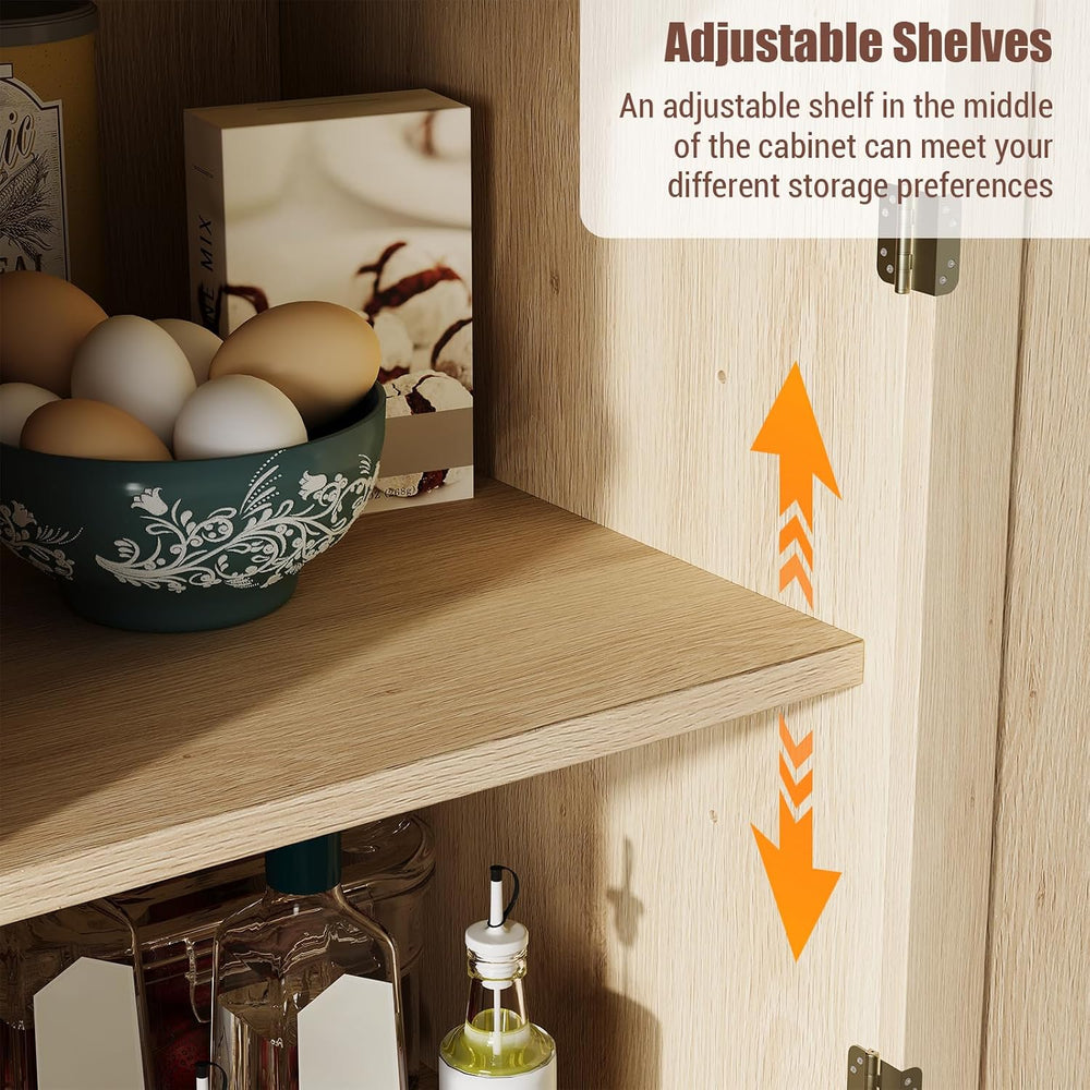 Kitchen Pantry Cabinet with 4 Doors and Adjustable Shelves, 72" Tall Far...