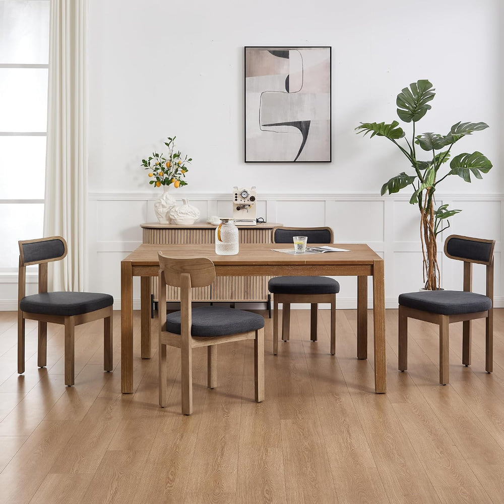 Linen Dining Chairs Set of 4, Mid Century Modern Upholstered Dining Room Chai...