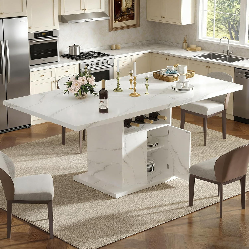 Extendable Dining Table for 4-6, 47-63in Expandable Kitchen Rectangle Dining ...