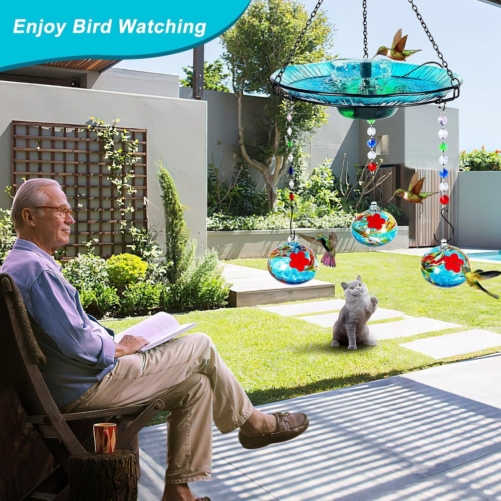 HEADAK LIFE Hummingbird Feeder and Bird Bath for Outdoors 2-in-1 for Small Bi...