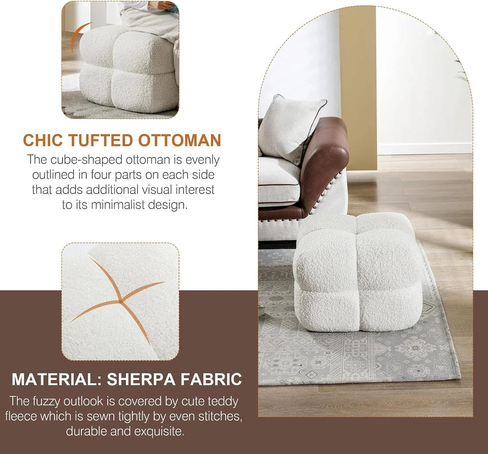 Zesthouse Square Pouf Ottoman Footstool, Modern Vanity Chair for Bedroom