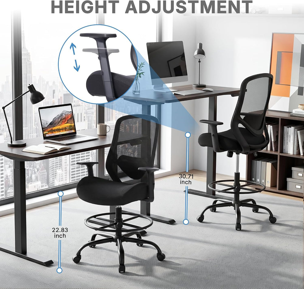 Big and Tall Drafting Chair, 400lbs Heavy Duty Chair for Standing Desk