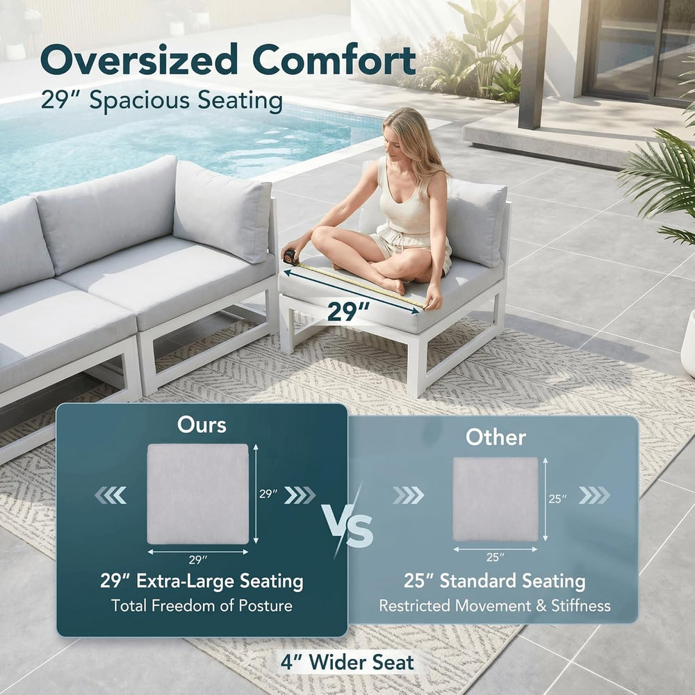 NICESOUL 4 Piece Patio Aluminum Furniture Set, 29" Oversized Wide Deep S...