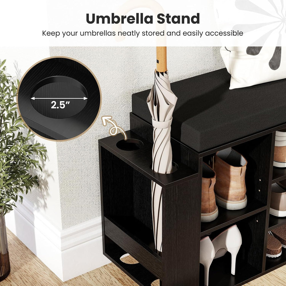 Giantex Shoe Storage Bench with Umbrella Stand, 10-Cubby Entryway Shoe Rack O...
