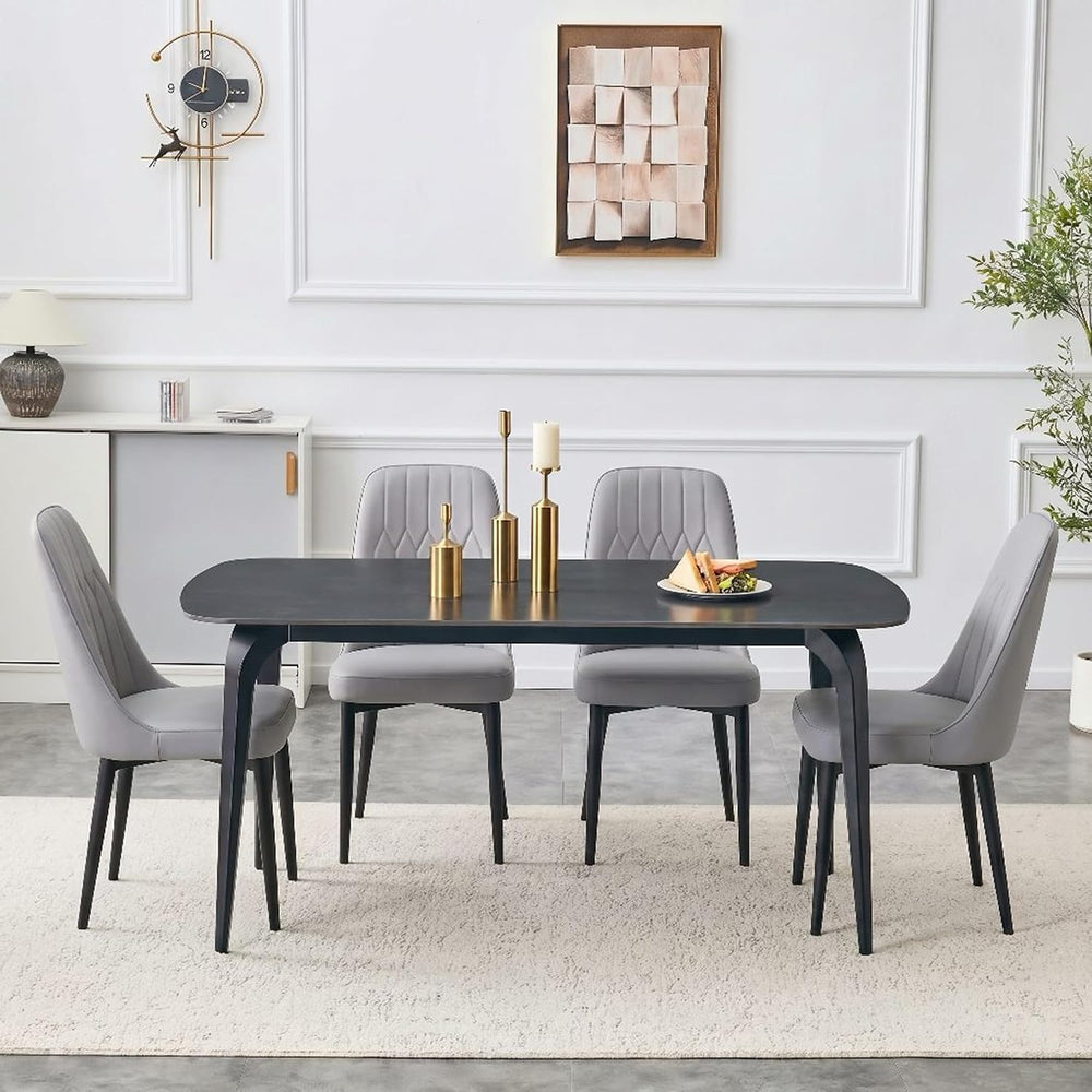 Modern Dining Table Set for 4, 63 inch Sintered Stone Kitchen Table and Chair...